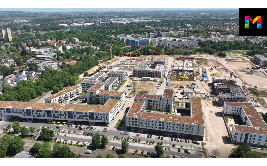 Aufnahme vom Heiligkreuz-Viertel von oben 