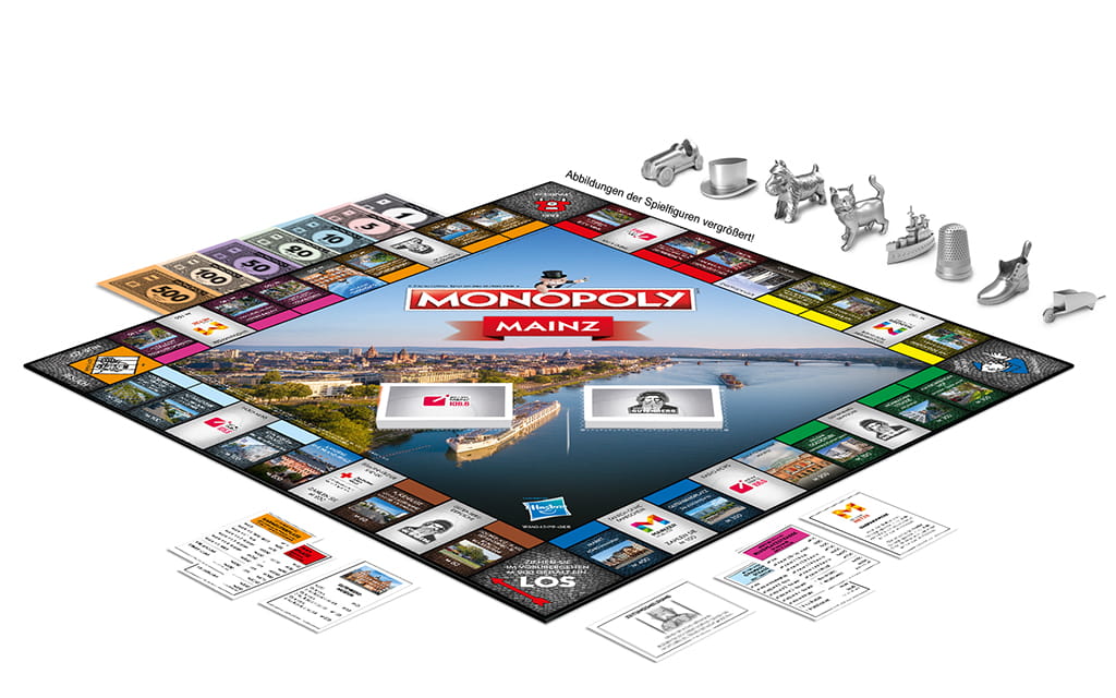 Das Spielbrett von Monopoly Mainz inklusive aller Spielfiguren