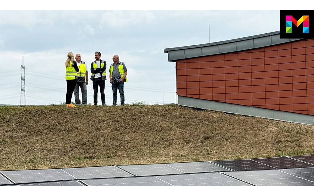 Vier Menschen die auf einem Dach stehen