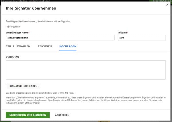 Mainzer Stadtwerke_DocuSign Signatur Schritt 3_Signaturarten_Signatur hochladen